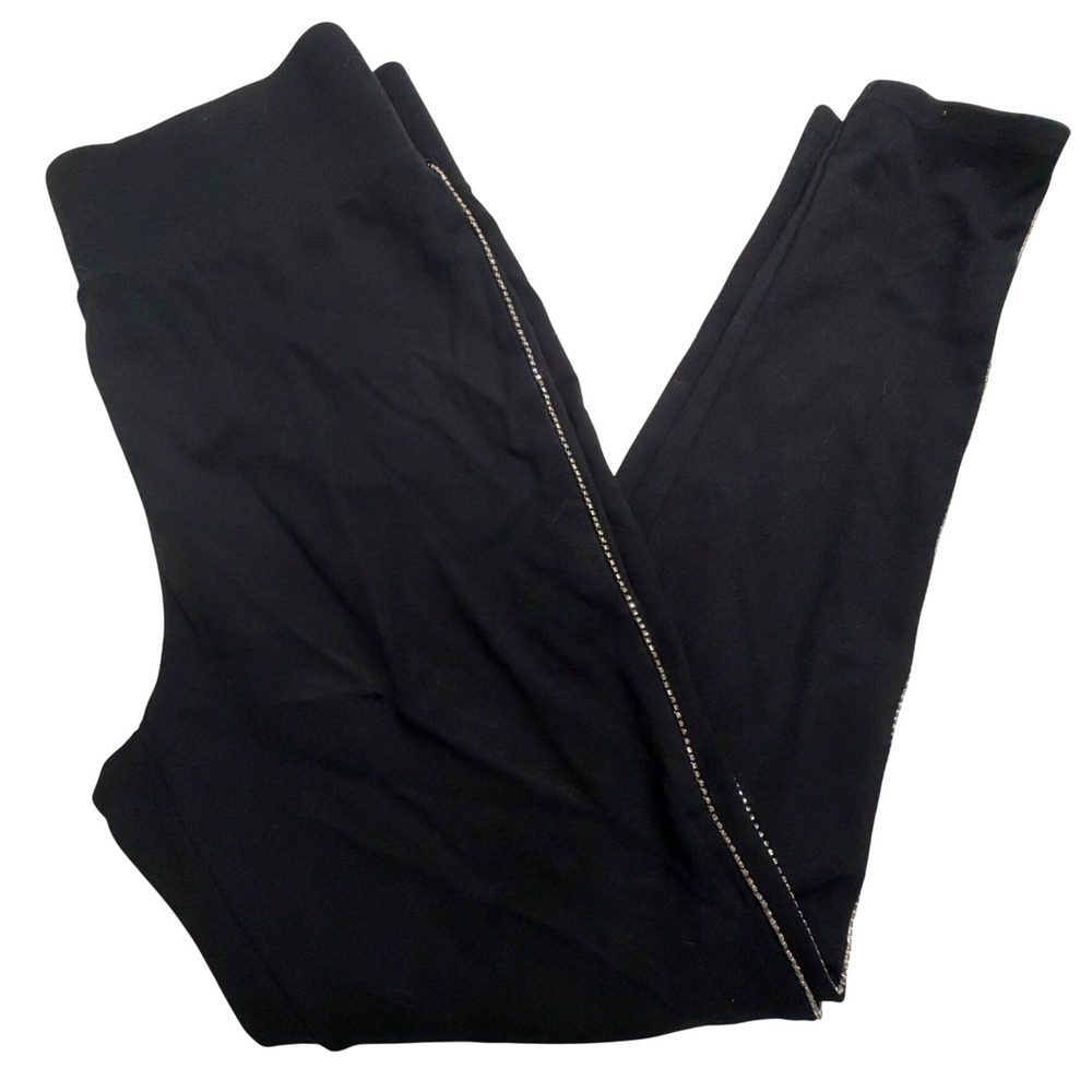 Alice Blue Black Rhinestone Trim Leggings Small P37975 Stretch Pull On Pants